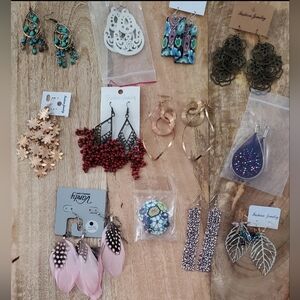 Lot #4 New & Used LARGE Earrings 12 Pairs GREAT TO BUNDLE W/MORE